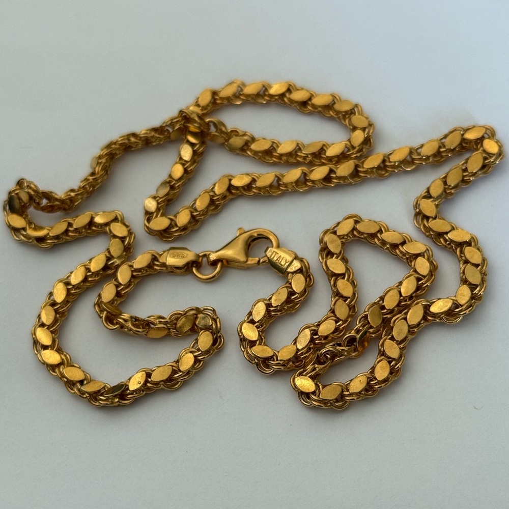 925 silver 23.5” 4mm 23.5 inches handmade chain necklace 18k yellow gold plated - Picture 3 of 3
